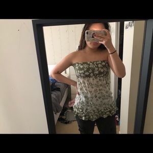 hollister green strapless top